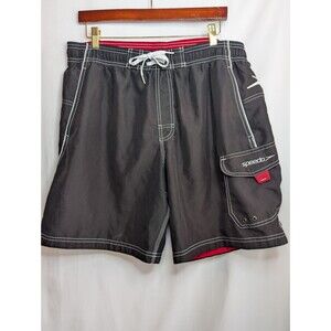 SPEEDO Swim Trunks Mens M Medium Black Board Shorts Beach Summer Surfing